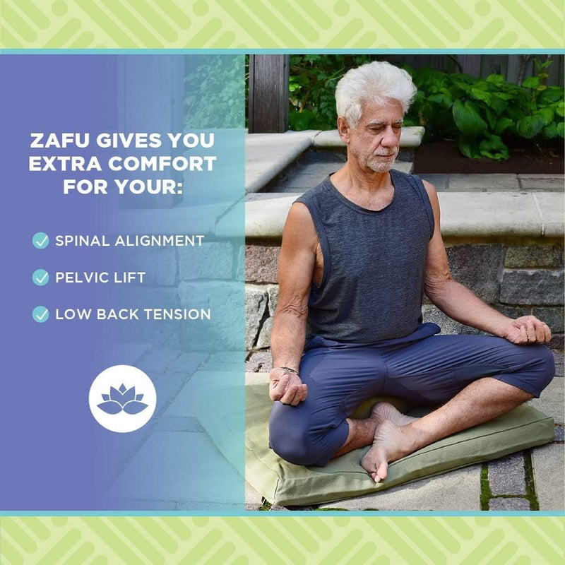 Zafu Meditation Cushion - round - Handcrafted in the USA with Organic Materials - Zipper Cover for Easy Cleaning - Filled with 100% Organic Natural Buckwheat - Organic Cotton Cobalt Blue - elev8life
